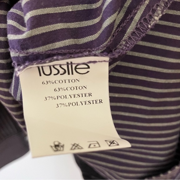 VTG Lissile Women’s Purple Stripe XXL long Sleeve Blouse Epaulette Preppy - Picture 10 of 12